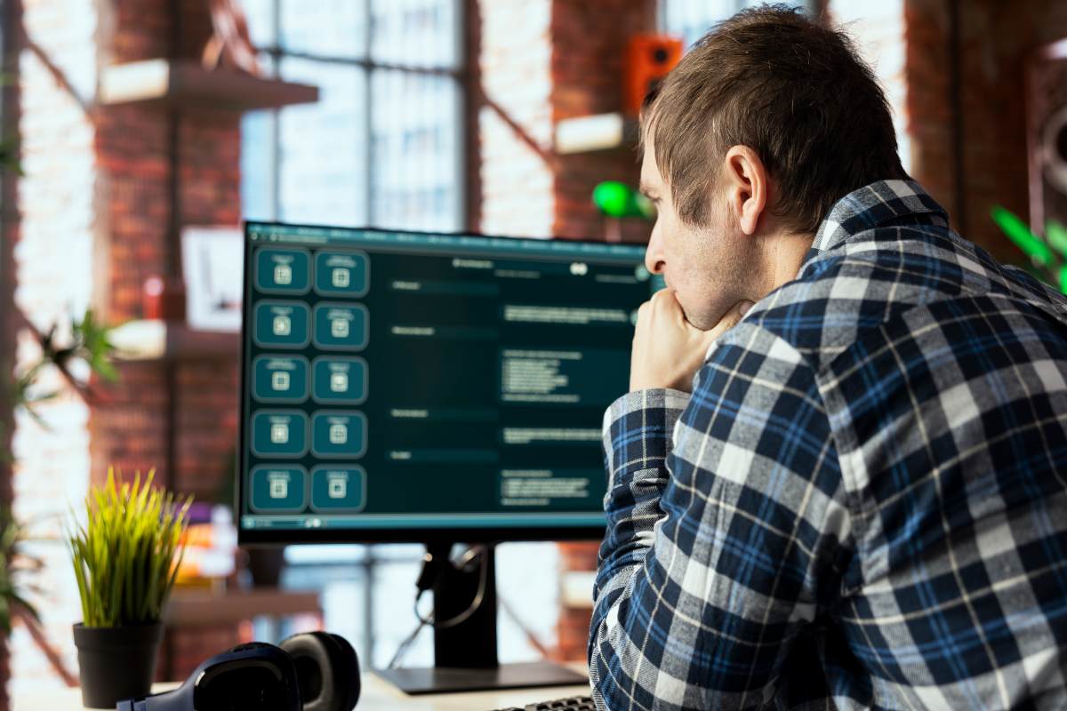 Developers conducting a secure code review session 